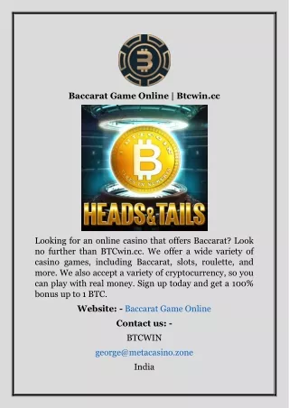 Baccarat Game Online  Btcwin