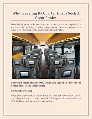 Why Traveling By Charter Bus Is Such A Great Choice