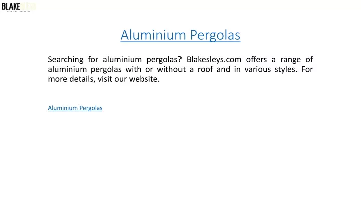 aluminium pergolas