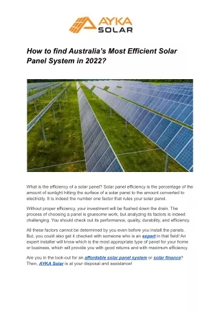 How to find Australia’s Most Efficient Solar Panel System in 2022