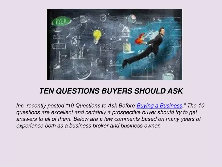 ten questions buyers should ask