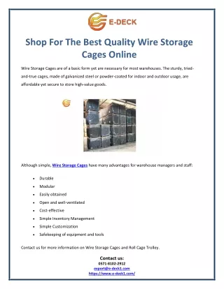 Shop For The Best Quality Wire Storage Cages Online