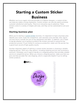 starting a custom sticker business whether