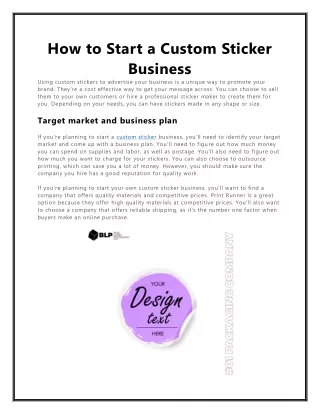 how to start a custom sticker business using