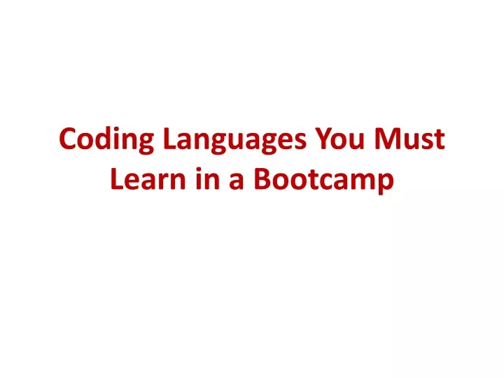 coding languages you must learn in a bootcamp