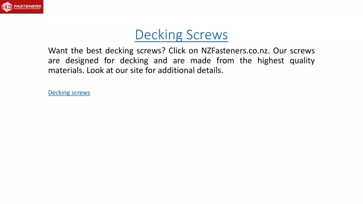 decking screws