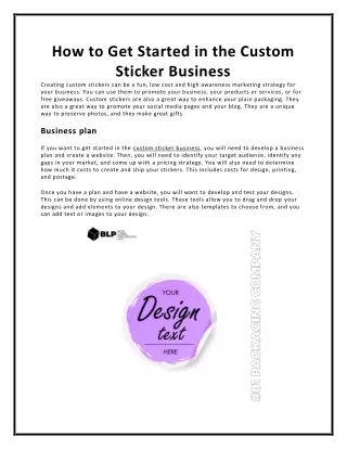 how to get started in the custom sticker business
