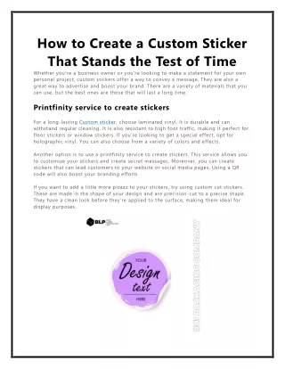 how to create a custom sticker that stands
