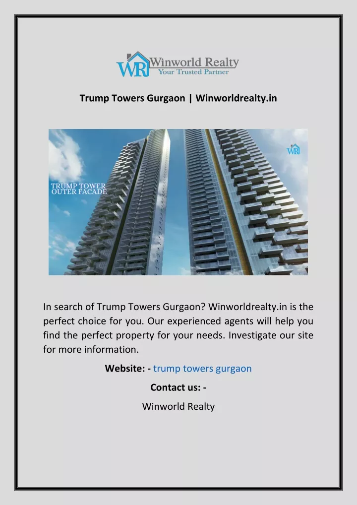 trump towers gurgaon winworldrealty in