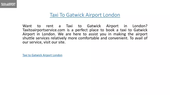 taxi to gatwick airport london