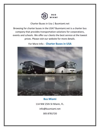 charter buses in usa busmiami net