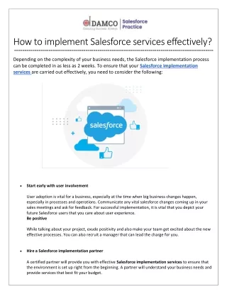 how to implement salesforce services effectively