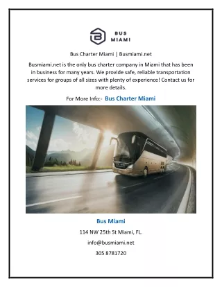 Bus Charter Miami | Busmiami.net