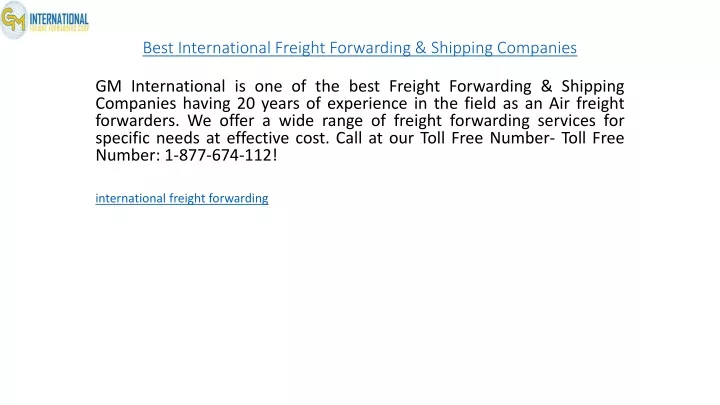 best international freight forwarding shipping companies