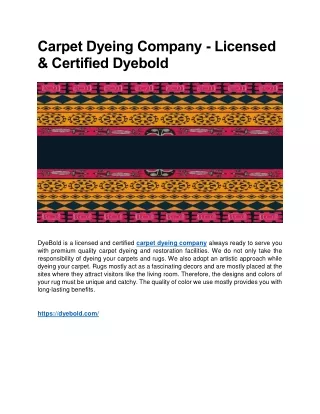 Carpet Dyeing Company - Licensed & Certified Dyebold