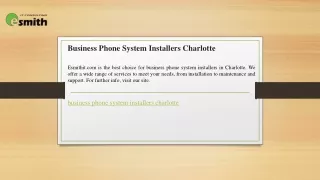 Business Phone System Installers Charlotte  Esmithit.com