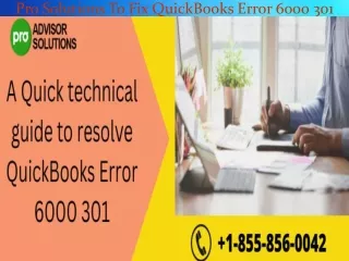 pro solutions to fix quickbooks error 6000 301