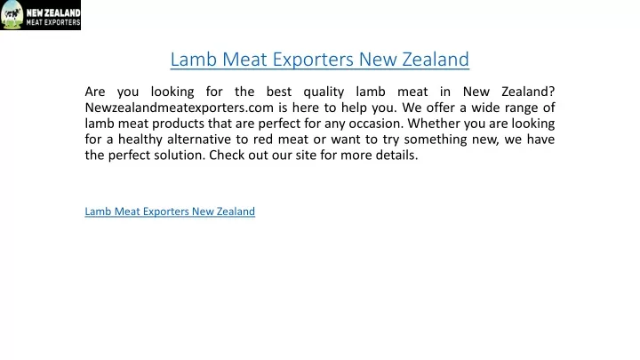 lamb meat exporters new zealand
