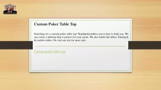 Custom Poker Table Top  Kandjpokertables.com