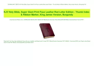 [DOWNLOAD^^][PDF] KJV Holy Bible  Super Giant Print Faux Leather Red Letter Edition - Thumb Index & Ribbon Marker  King
