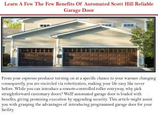 learn a few the few benefits of automated scott