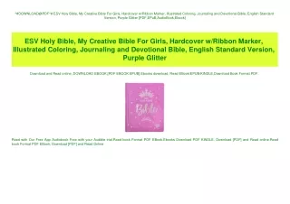 ^#DOWNLOAD@PDF^# ESV Holy Bible  My Creative Bible For Girls  Hardcover wRibbon Marker  Illustrated Coloring  Journaling