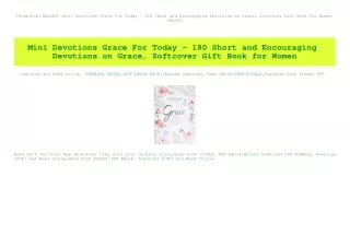 Download EBOoK@ Mini Devotions Grace For Today - 180 Short and Encouraging Devotions on Grace  Softcover Gift Book for W