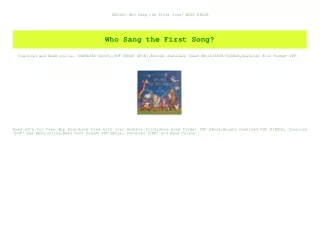 (EBOOK Who Sang the First Song BEST EBOOK