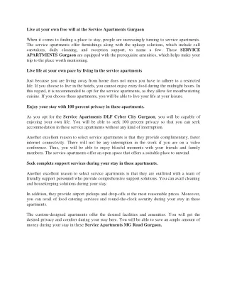 Service Apartments Gurgaon