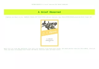 ^#DOWNLOAD@PDF^# A Grief Observed PDF EBOOK DOWNLOAD