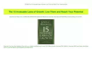 EPUB$ The 15 Invaluable Laws of Growth Live Them and Reach Your Potential ebook