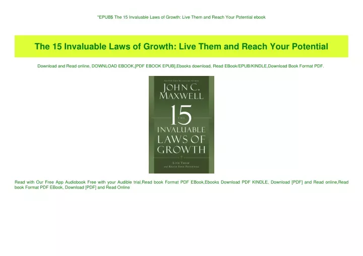 epub the 15 invaluable laws of growth live them
