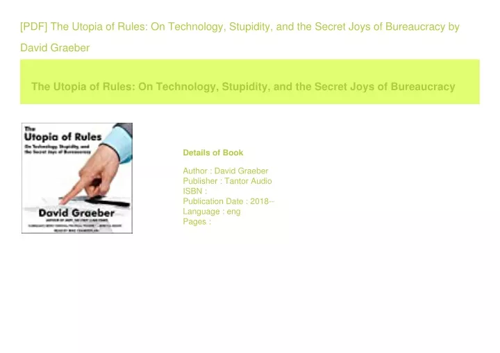 pdf the utopia of rules on technology stupidity