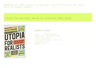 DOWNLOAD in [PDF] Utopia for Realists How We Can Build the Ideal World  by R