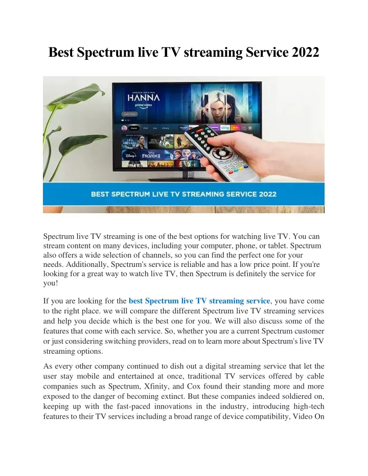 best spectrum live tv streaming service 2022