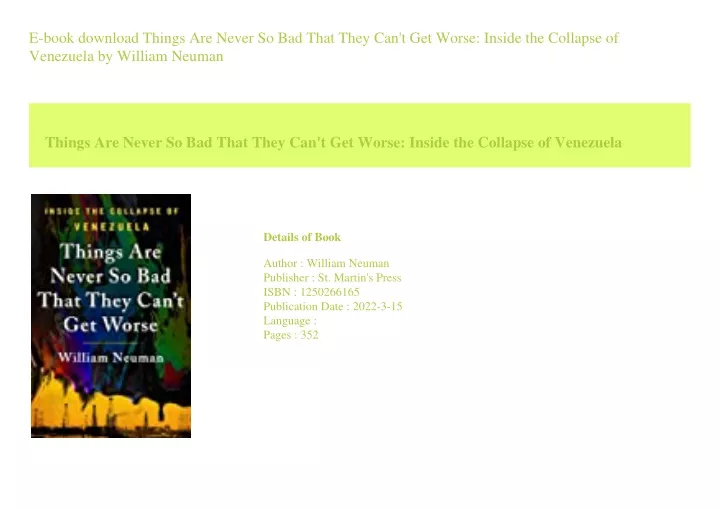 e book download things are never so bad that they