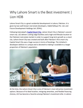 why lahore smart is the best investment lion hdb
