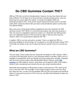 Do CBD Gummies Contain THC?