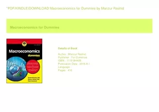 *PDF/KINDLE)DOWNLOAD Macroeconomics for Dummies  by Manzur Rashid