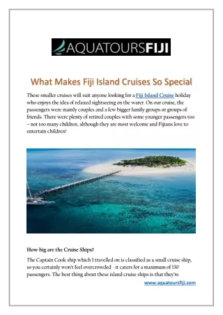 What Makes Fiji Island Cruises So Special