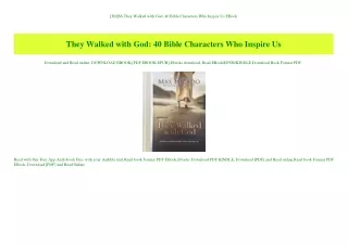[Pdf]$$ They Walked with God 40 Bible Characters Who Inspire Us EBook