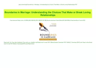{epub download} Boundaries in Marriage Understanding the Choices That Make or Break Loving Relationships PDF