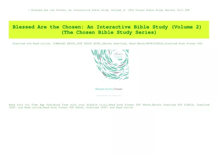 PPT - (B.O.O.K.$ Blessed Are The Chosen An Interactive Bible Study ...