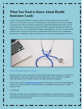 What You Need to Know About Health Insurance Leads
