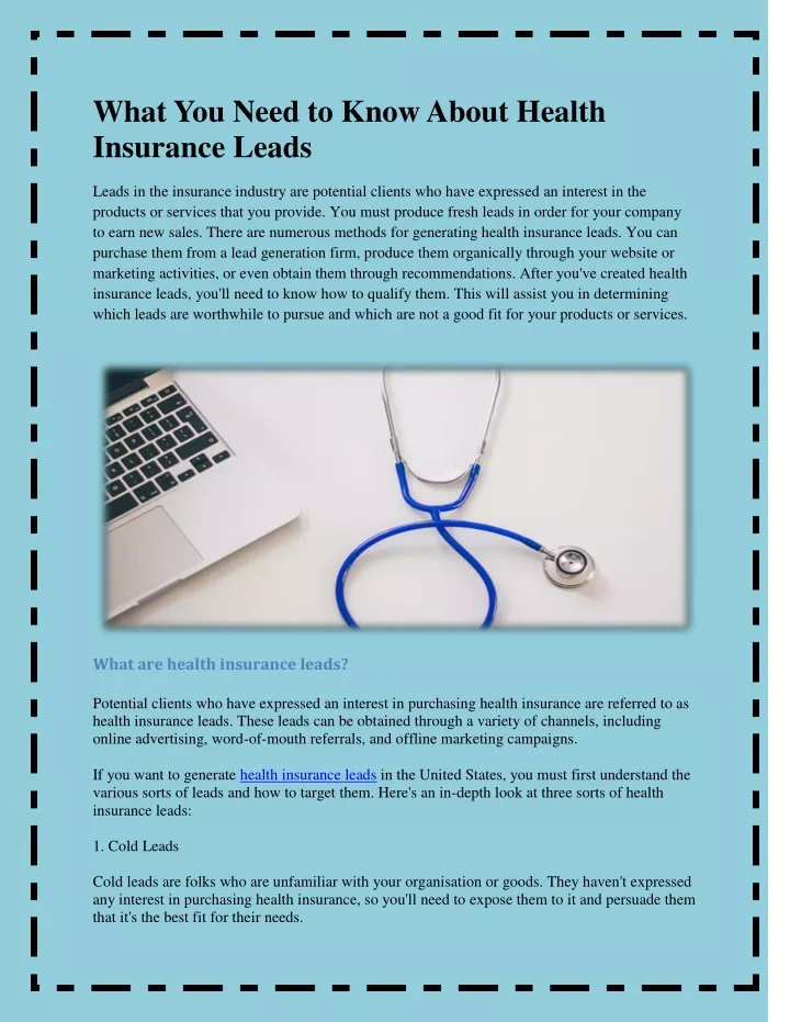 what you need to know about health insurance leads