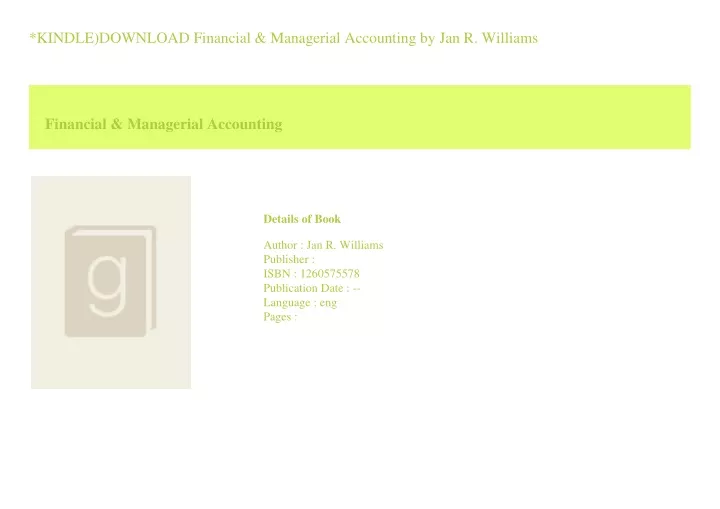 kindle download financial managerial accounting