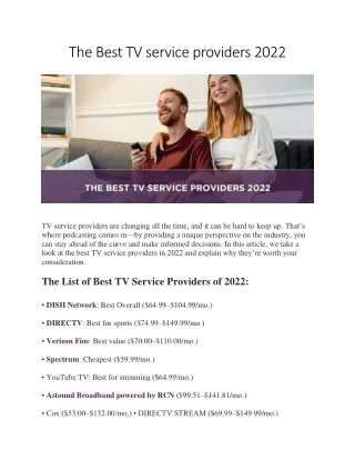 The Best TV service providers 2022