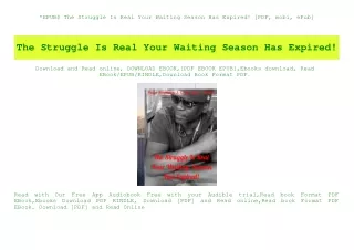 EPUB$ The Struggle Is Real Your Waiting Season Has Expired! [PDF  mobi  ePub]