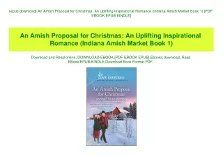 {epub download} An Amish Proposal for Christmas An Uplifting Inspirational Romance (Indiana Amish Market Book 1) [PDF EB