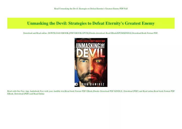 read unmasking the devil strategies to defeat